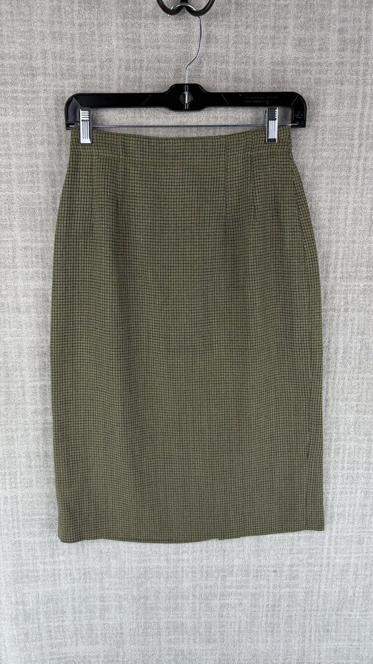 Carlisle Skirt Womens 2 Green Straight Pencil Midi Tweed Lined Zip Workwear
